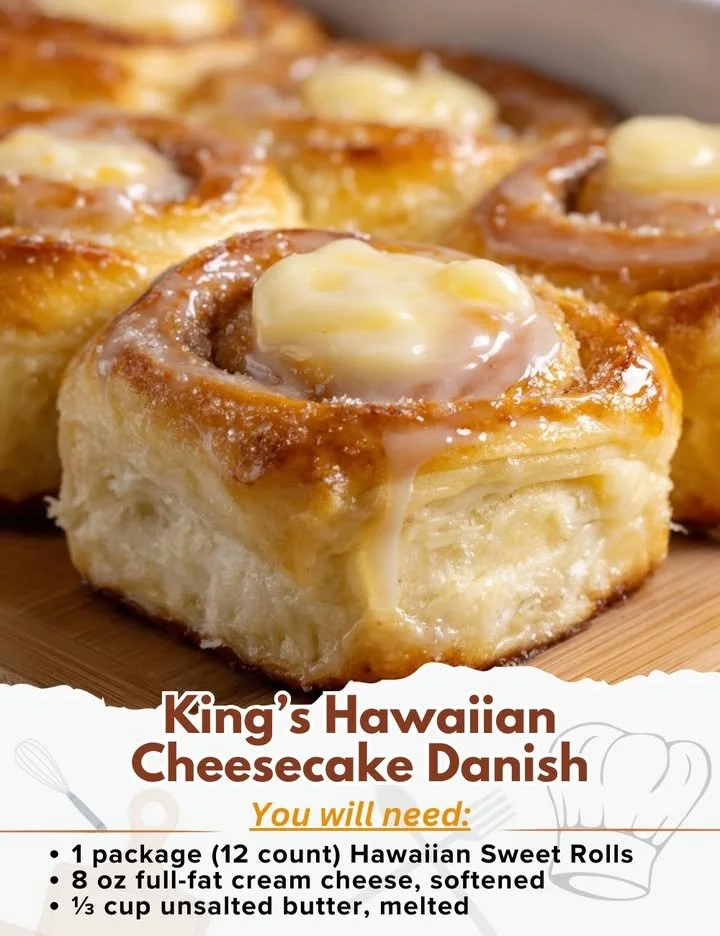 King's Hawaiian Cheesecake Danish with creamy cheesecake filling and sweet bread