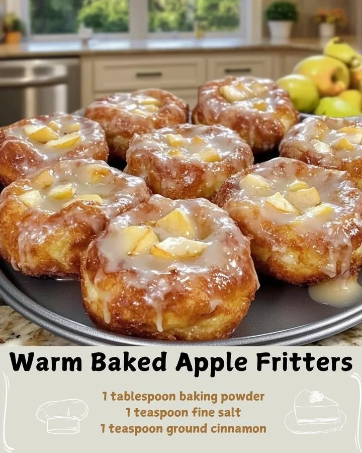 Warm baked apple fritters with cinnamon sugar topping