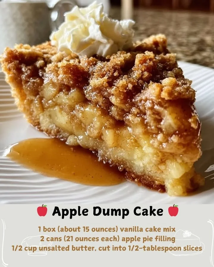Delicious Apple Dump Cake ready to serve, featuring layers of apples and cake mix.