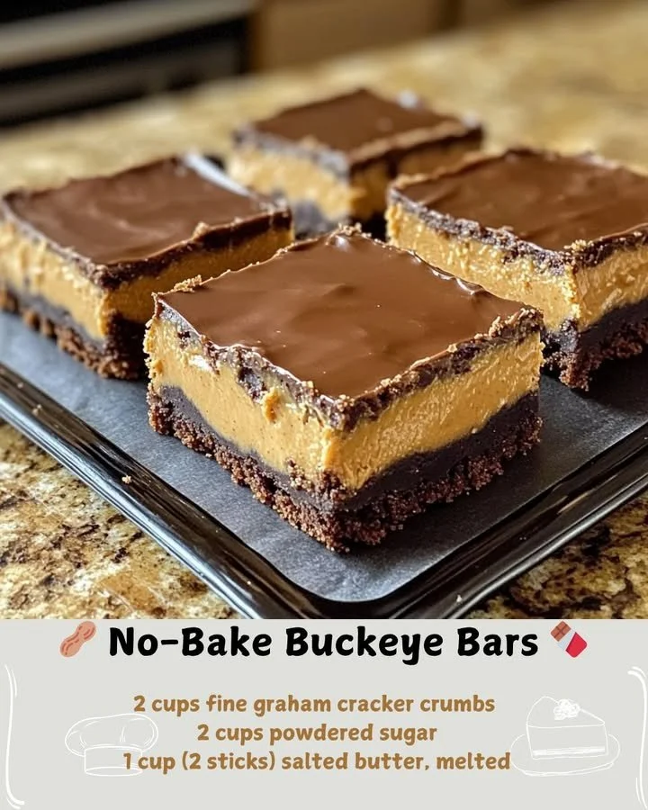 No-bake Buckeye Bars made with chocolate and peanut butter