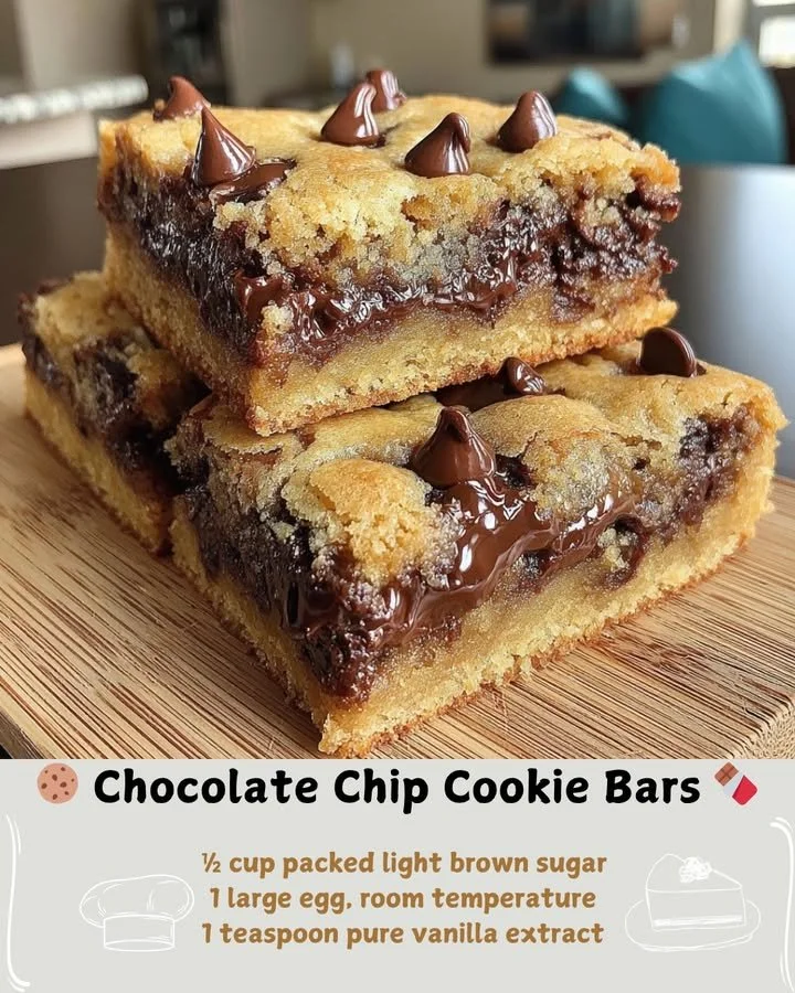 Delicious Chocolate Chip Cookie Bars freshly baked and arranged on a plate.