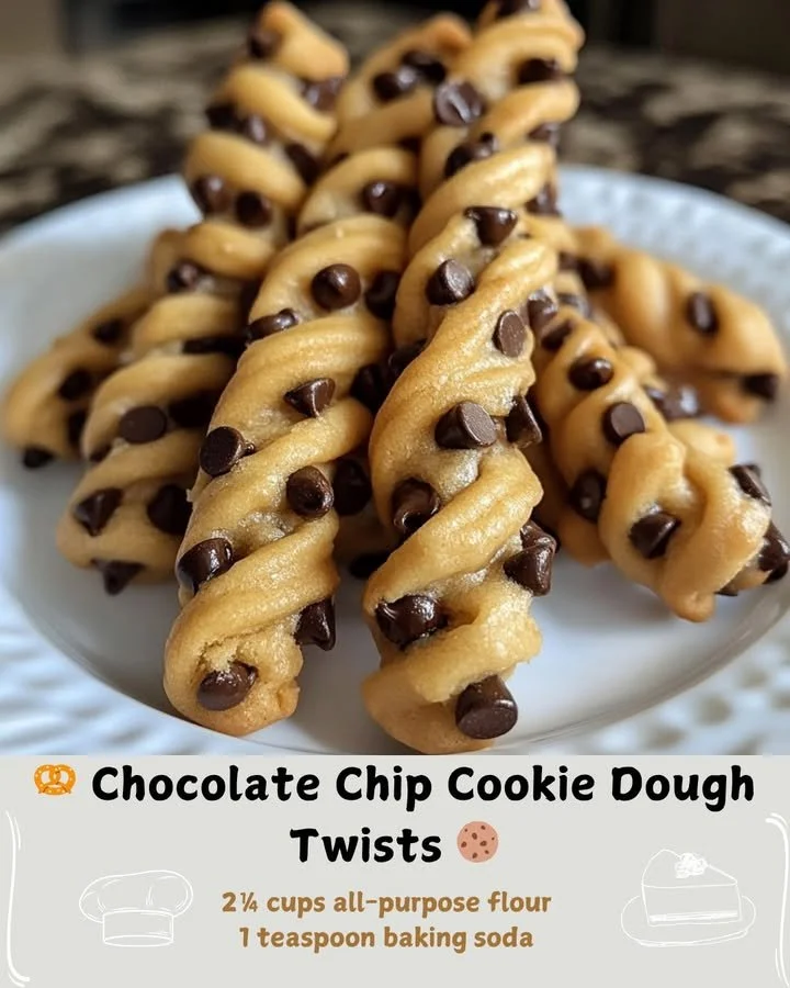 Delicious chocolate chip cookie dough twists recipe ready to enjoy.