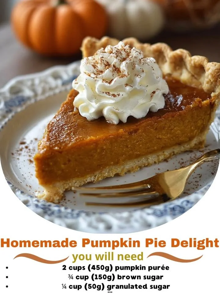 Homemade Pumpkin Pie Delight served on a rustic table