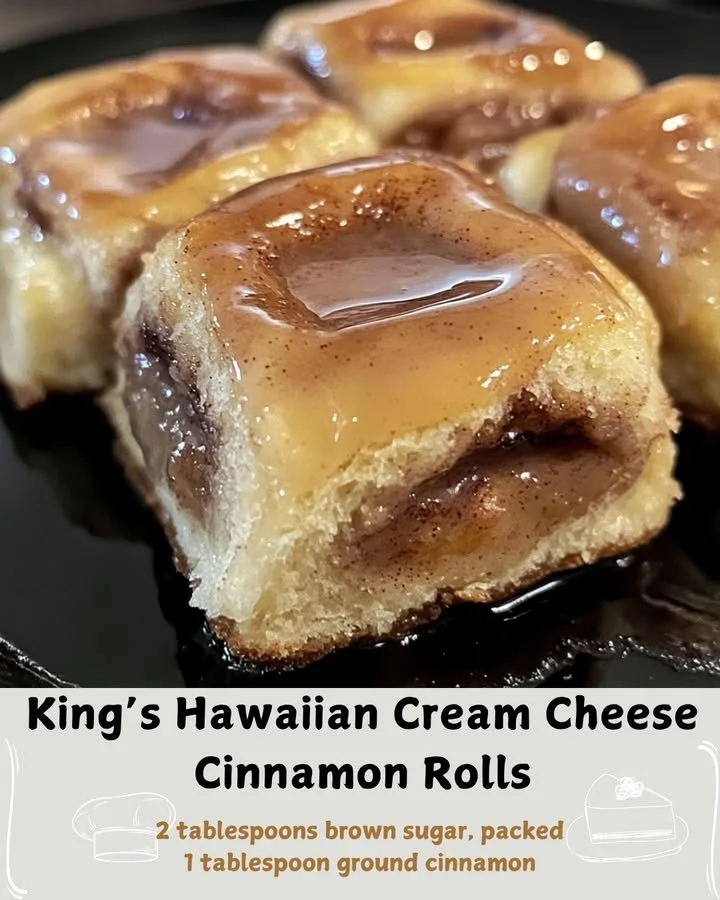 King's Hawaiian Cream Cheese Cinnamon Rolls with icing and cinnamon topping.