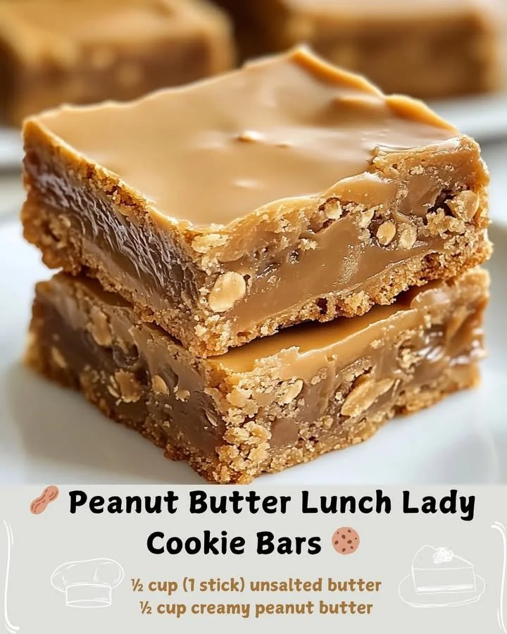 Lunch Lady Peanut Butter Cookie Bars fresh out of the oven on a cooling rack