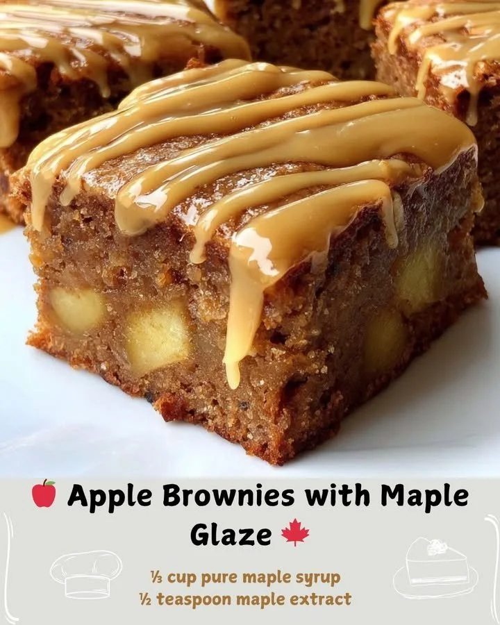 Delicious maple-glazed apple brownies with a rich chocolate base and fresh apples