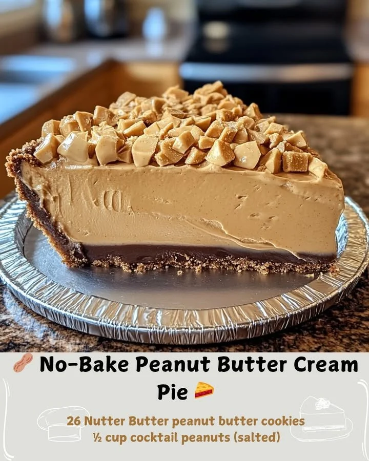 Delicious no-bake peanut butter cream pie with a creamy filling