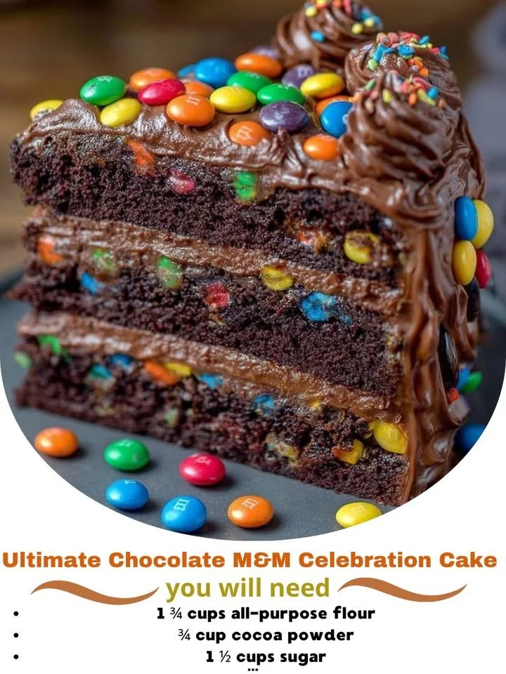 Ultimate Chocolate M&M Celebration Cake with vibrant candy toppings