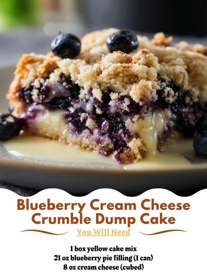Delicious Blueberry Cream Cheese Dump Cake with Crumble Topping