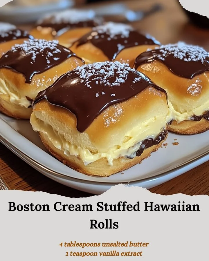 Boston Cream Rolls stuffed with rich cream in soft Hawaiian rolls