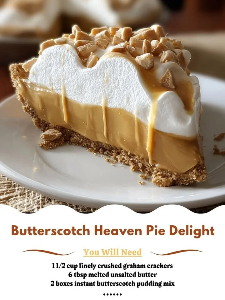 Butterscotch Heaven Pie with creamy filling and buttery crust