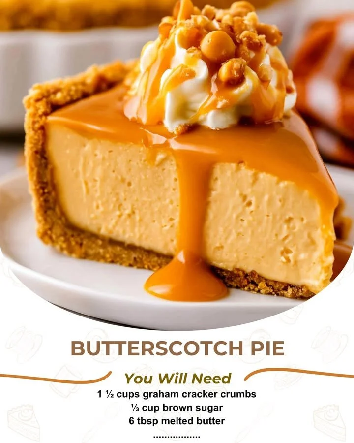 Delicious butterscotch pie with a creamy filling and golden crust