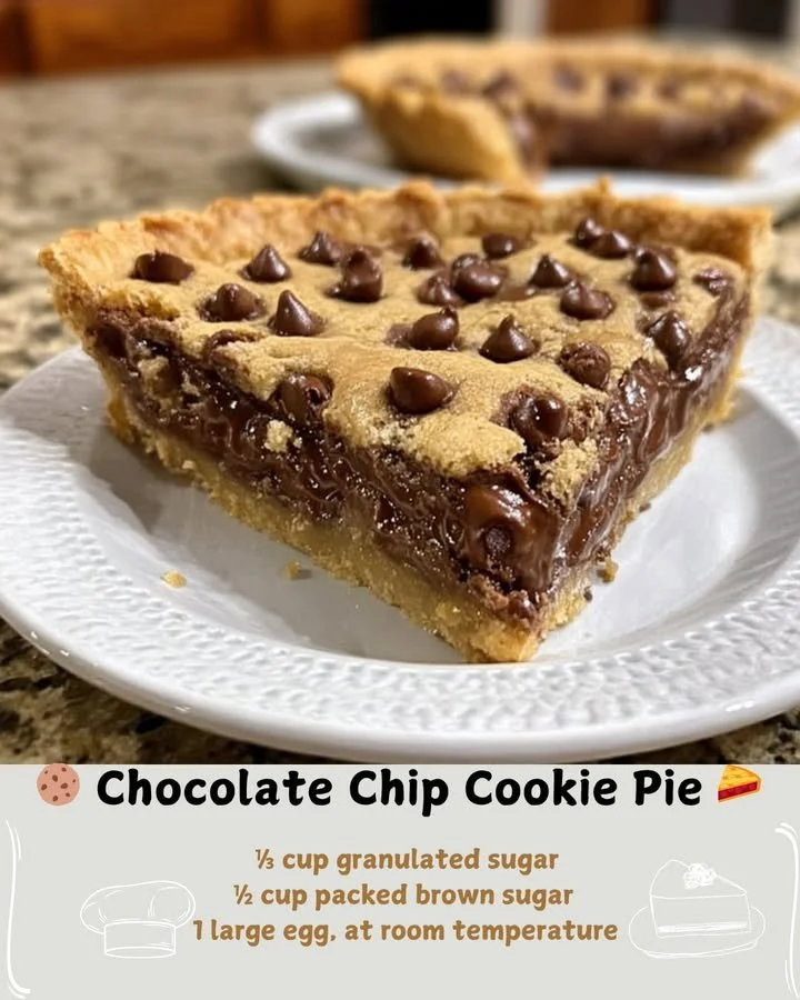 Delicious Chocolate Chip Cookie Pie fresh out of the oven, ready to serve.