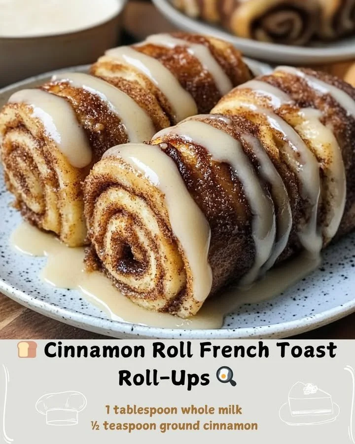 Delicious cinnamon roll-style French toast roll-ups served on a plate