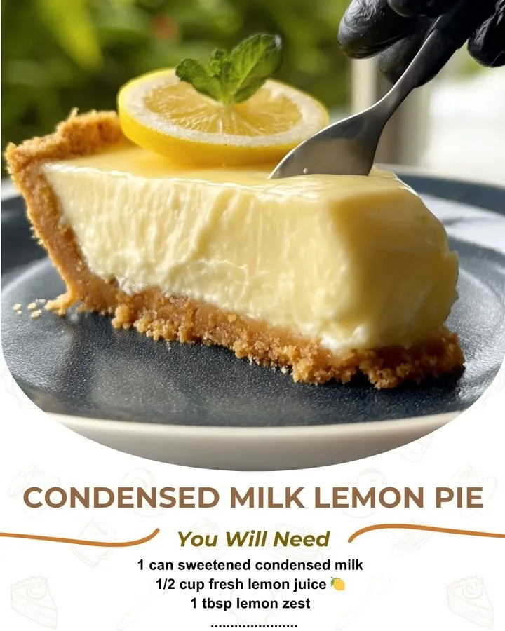 Delicious Condensed Milk Lemon Pie garnished and ready to serve