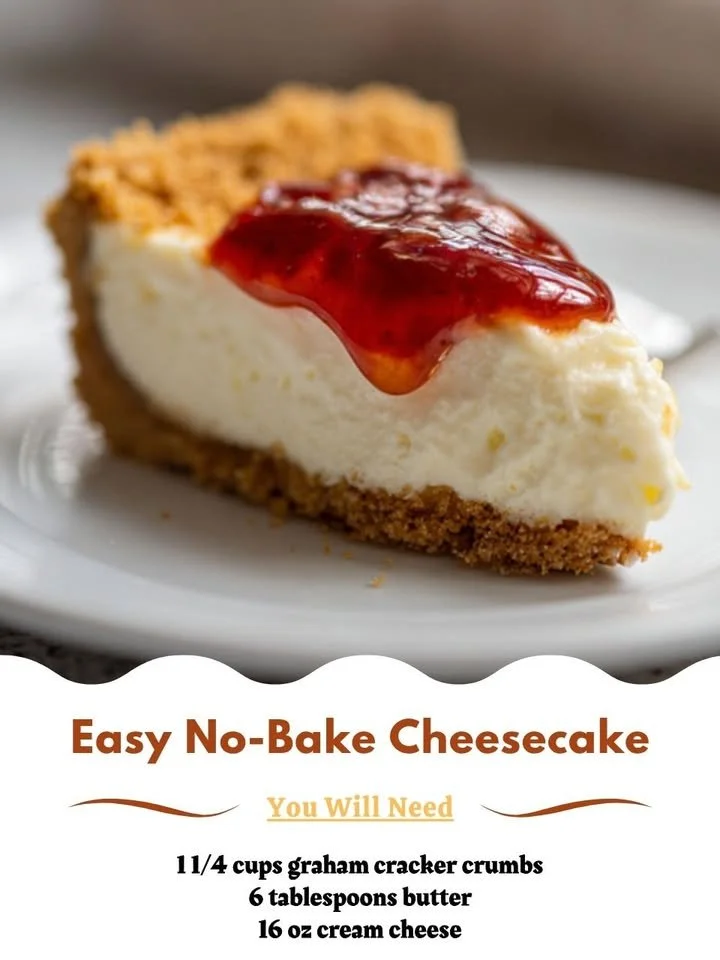 No-bake cheesecake topped with fresh berries on a white plate