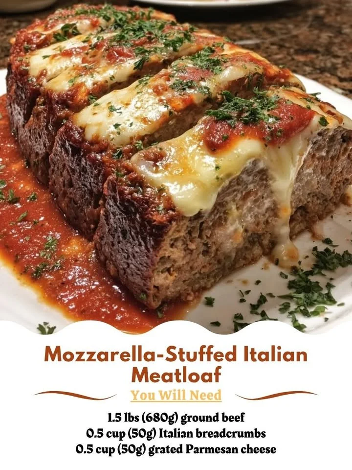 Italian meatloaf with mozzarella, a flavorful dinner recipe.