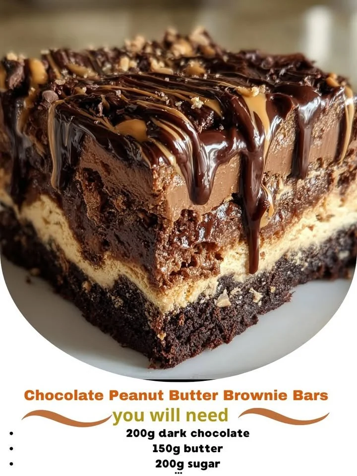 Delicious peanut butter chocolate brownie bars ready to be enjoyed