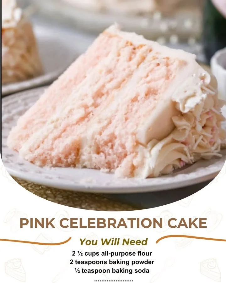 Delicious pink celebration cake decorated for festive events.