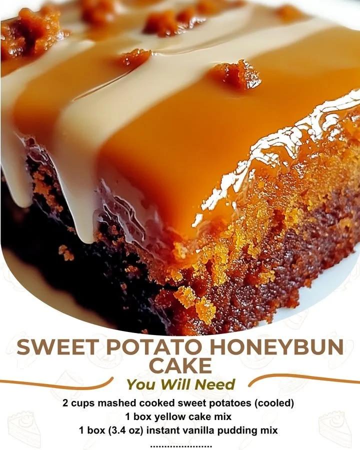 Delicious sweet potato honeybun cake fresh from the oven