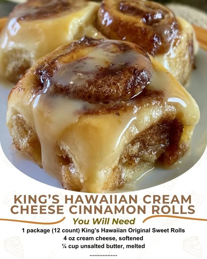 Delicious cream cheese cinnamon rolls from King’s Hawaiian on a plate