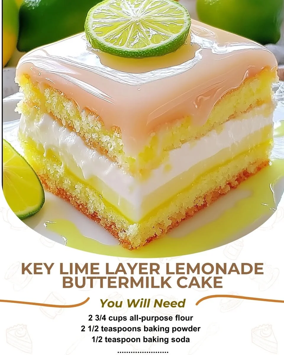 Delicious Key Lime Layer Cake decorated with zesty lime and buttermilk frosting