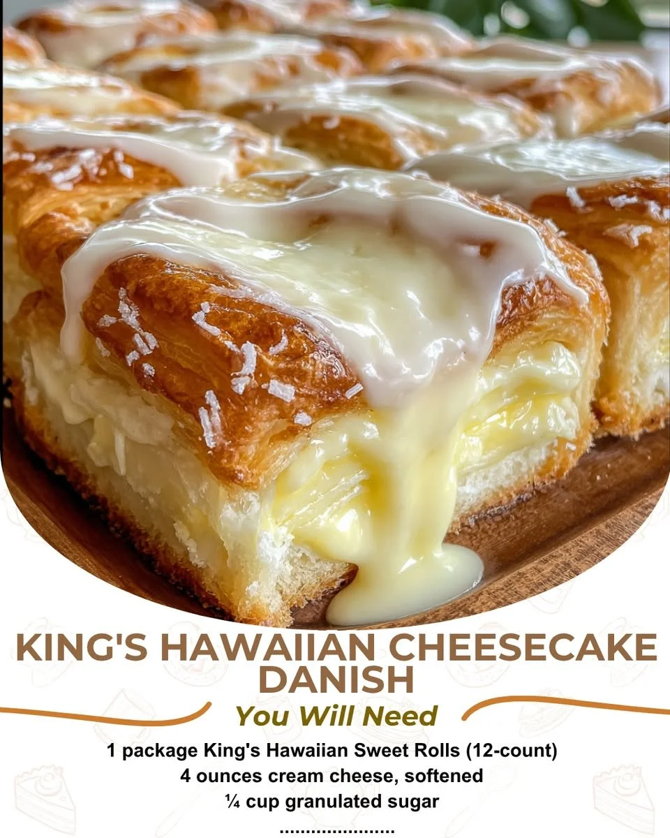 King's Hawaiian Cheesecake Danish with a golden crust and creamy filling