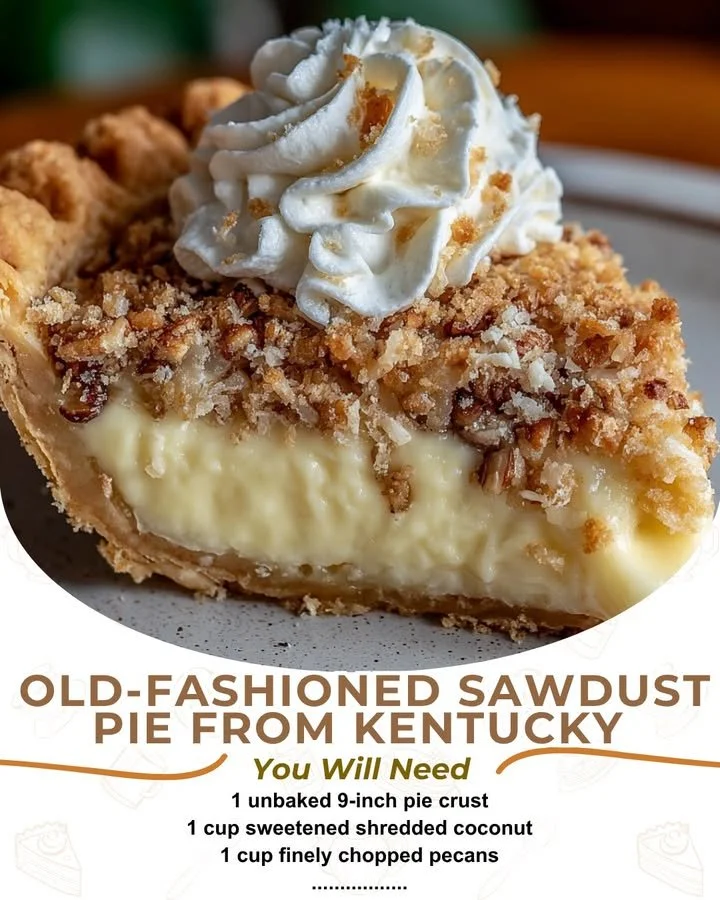 Slice of old-fashioned Kentucky sawdust pie on a plate