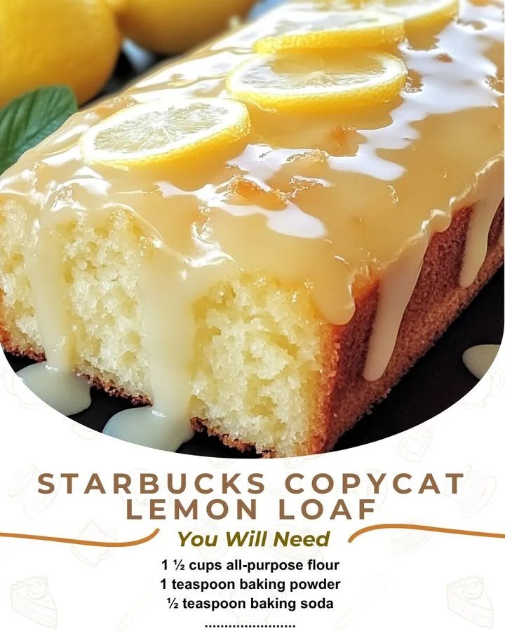 Delicious homemade Starbucks copycat lemon loaf slice on a plate