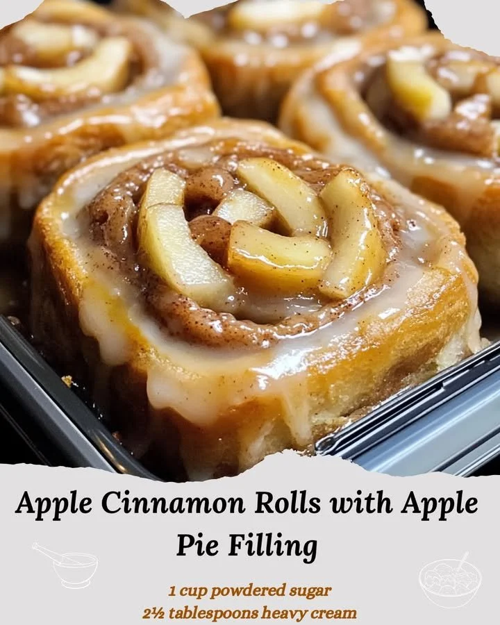 Freshly baked apple cinnamon rolls made with apple pie filling