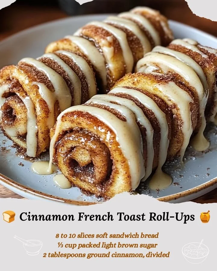 Cinnamon French Toast Roll-Ups on a plate with syrup and powdered sugar