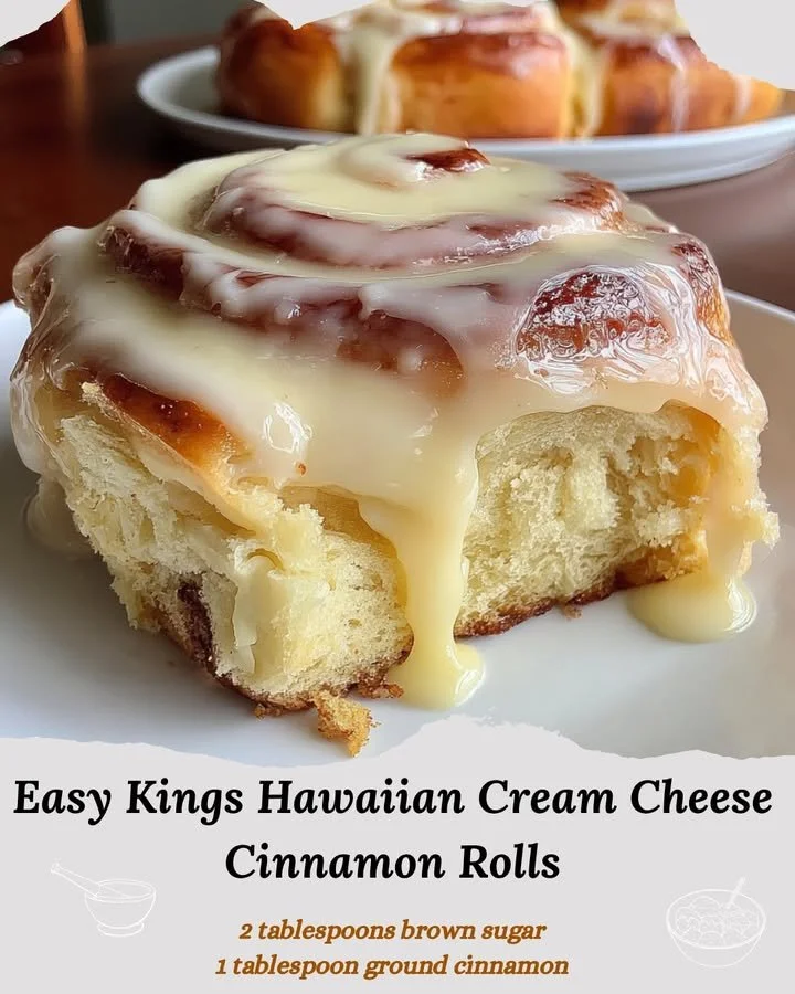 Delicious cream cheese cinnamon rolls made with Kings Hawaiian bread