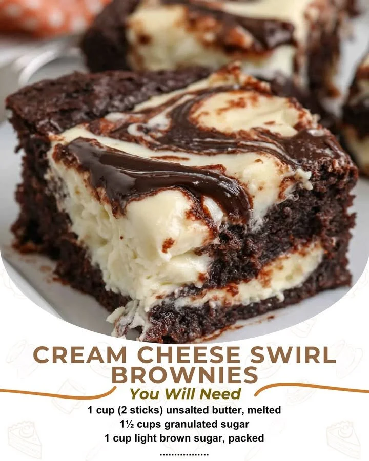 Delicious cream cheese swirl brownies topped with a rich cream cheese layer