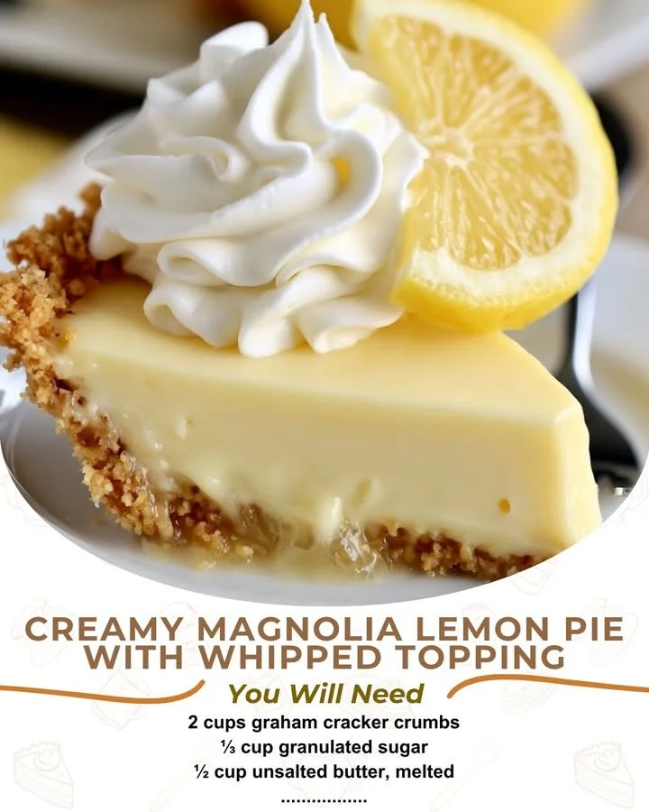 Creamy Magnolia lemon pie with zesty filling and buttery crust