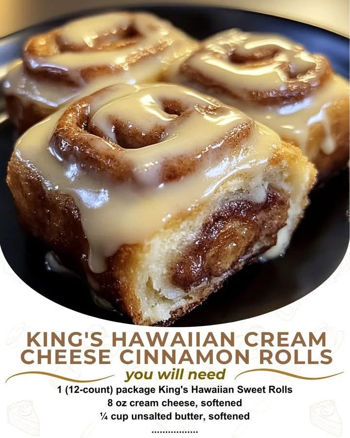 Delicious King’s Hawaiian cream cheese cinnamon rolls on a plate