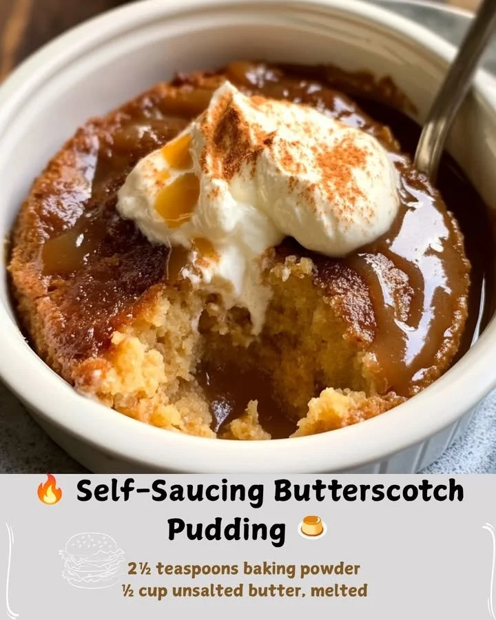 Delicious Self-Saucing Butterscotch Pudding in a bowl