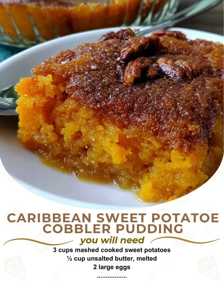 Delicious homemade Sweet Potato Cobbler Pudding served in a bowl.