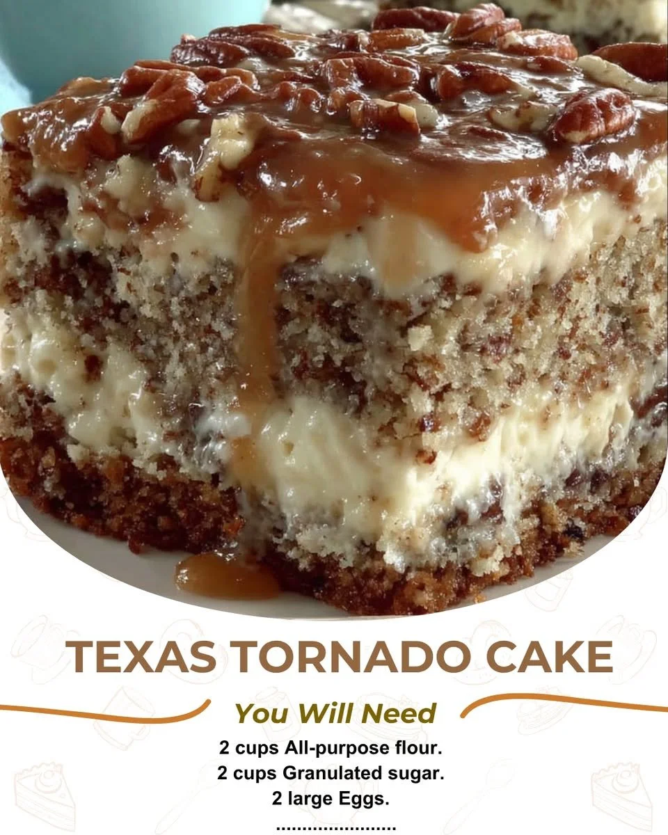 Delicious Texas-Style Tornado Cake with layers of cream and chocolate.